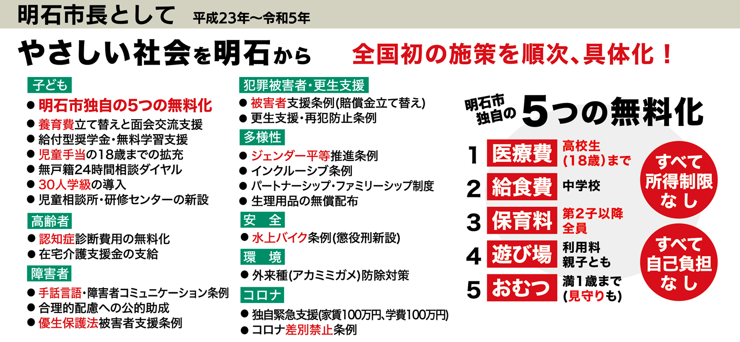 明石市長としての実績